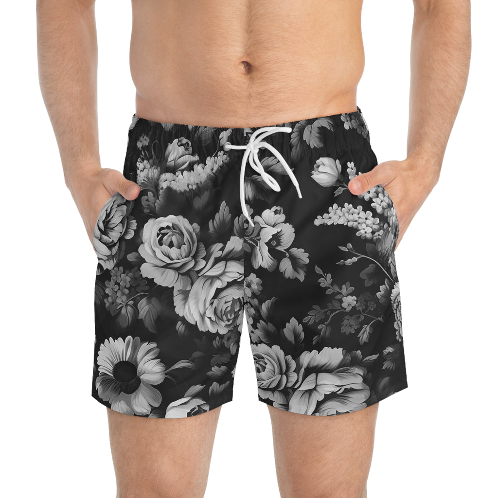 Medical Flowers BW Swim Trunk