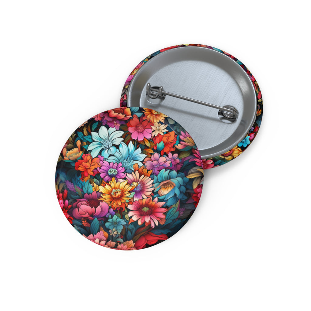 Japanese flowers pin Buttons