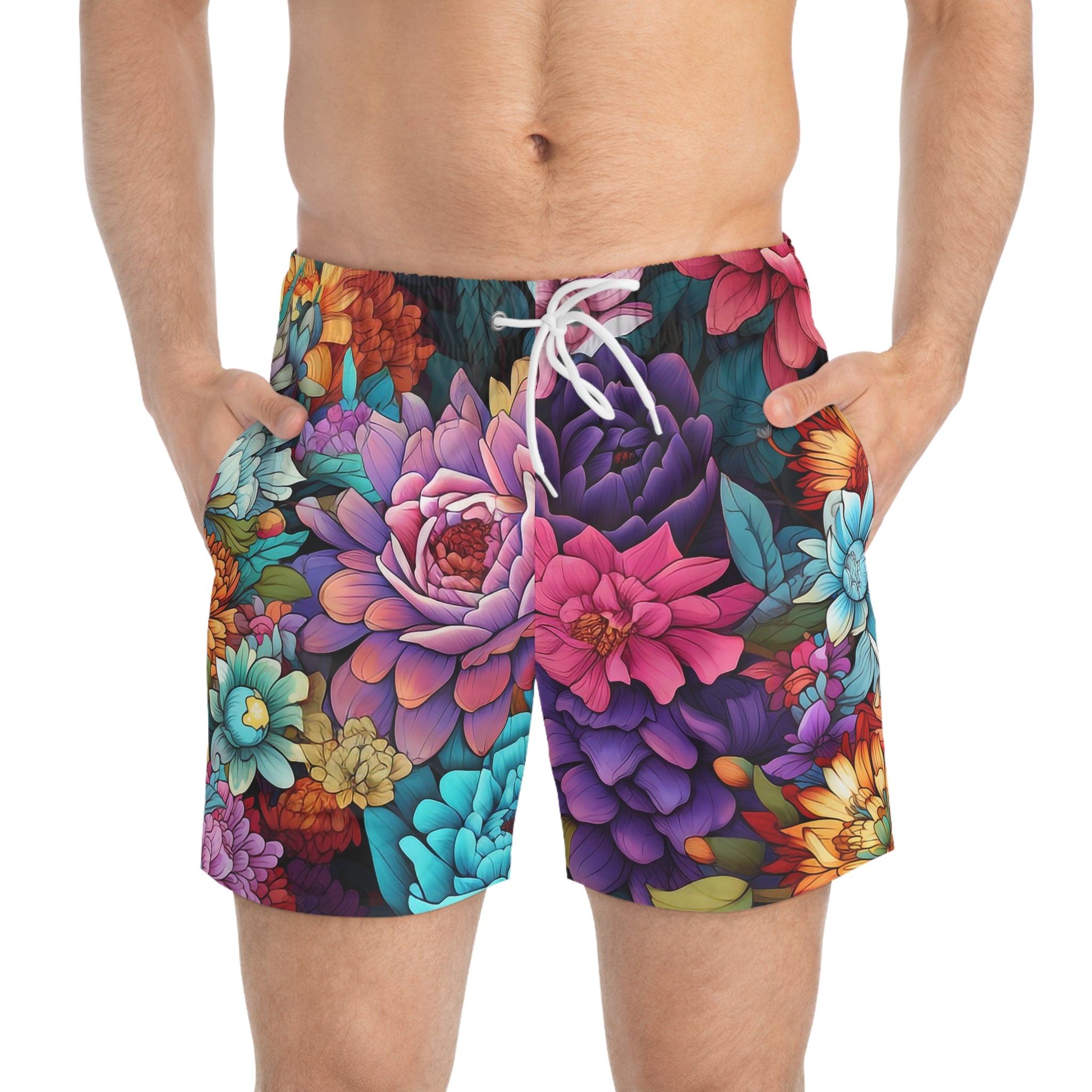 Japanese Flowers Swim Trunk