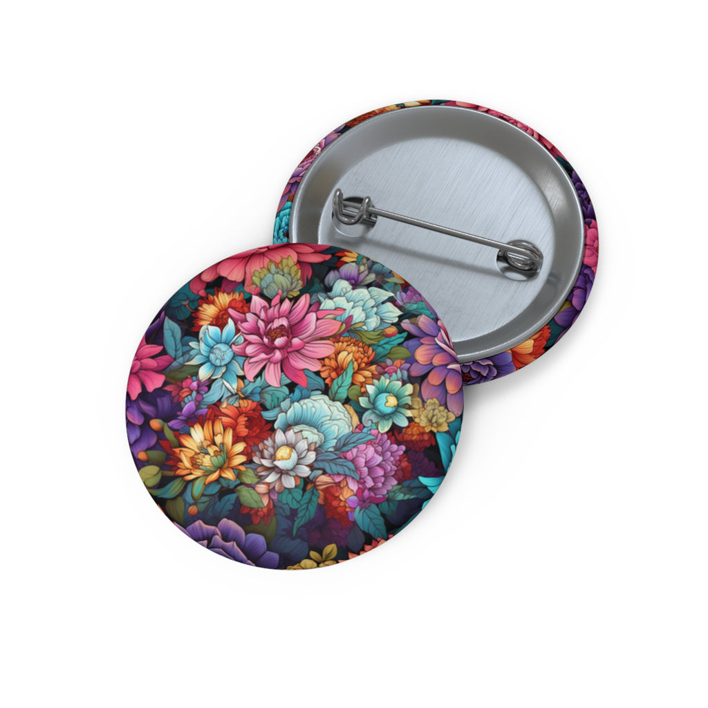 Japanese flowers Pin Buttons