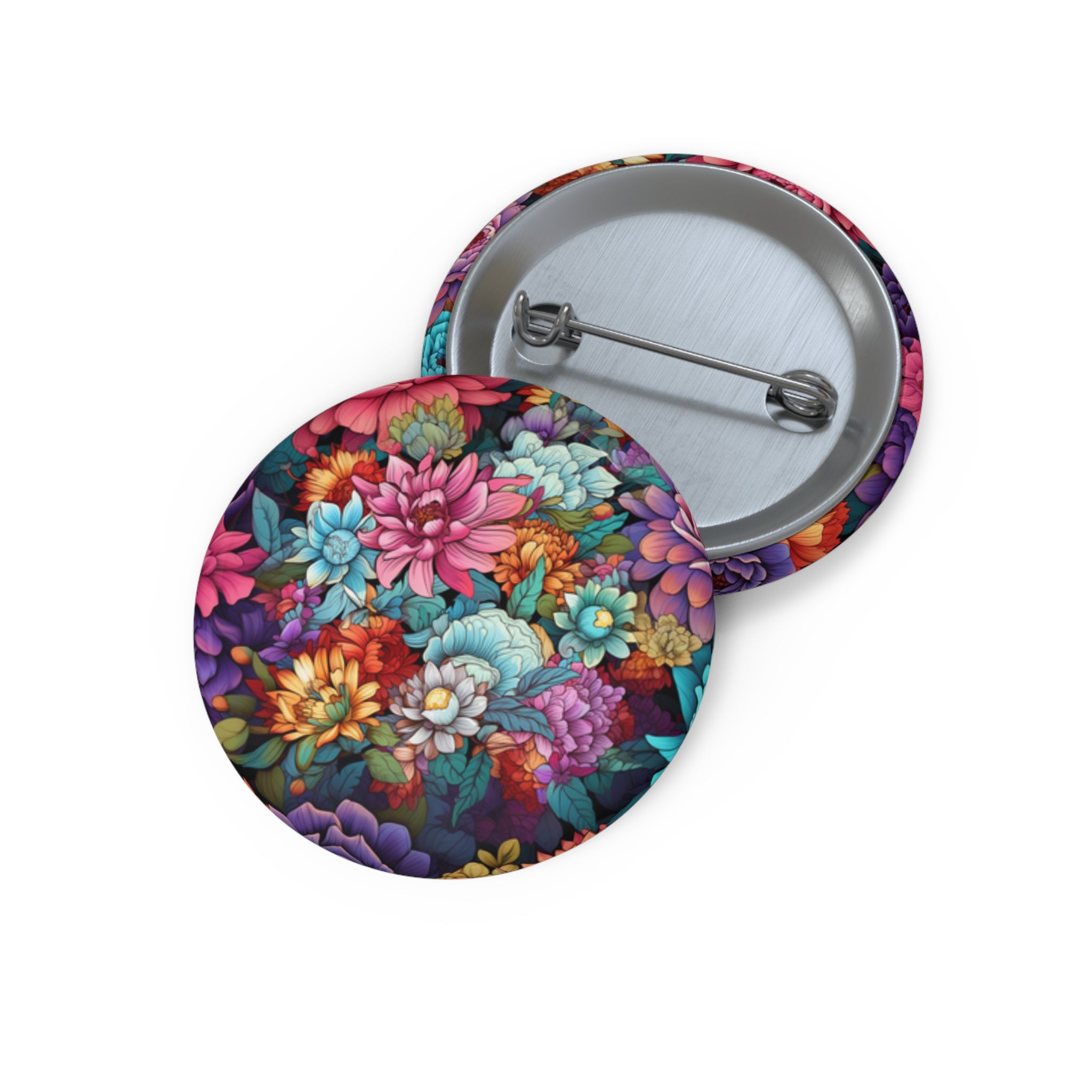 Japanese flowers Pin Buttons