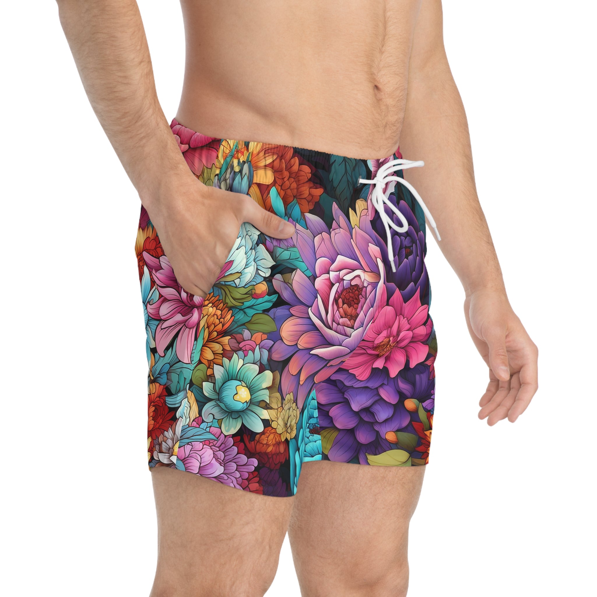 Japanese Flowers Swim Trunk