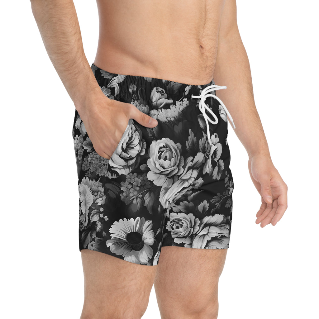 Medical Flowers BW Swim Trunk